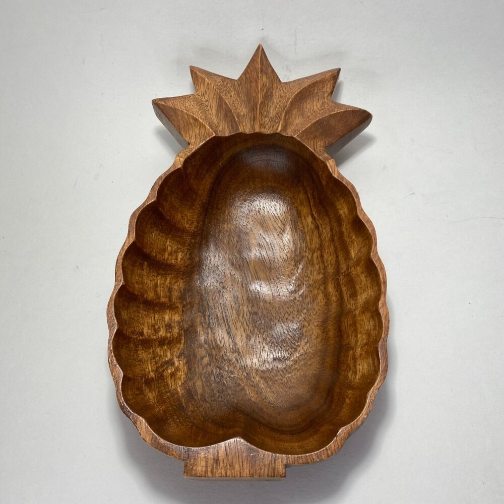 Vintage Mountain Woods Acacia Wood Pineapple Serving Bowl Tropical Decor